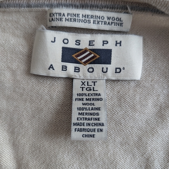 Joseph Abboud Cream V-Neck Sweater Soft Knit Timeless - Picture 7 of 9